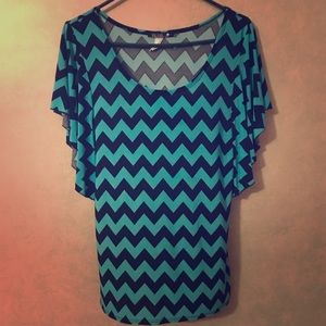 Mint and Black Chevron Dolman Top
